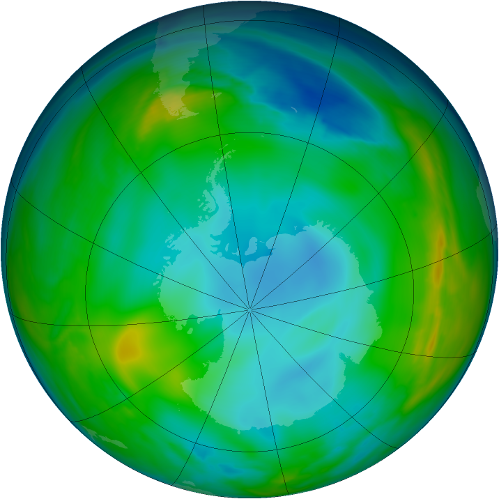 Antarctic ozone map for 11 June 2005